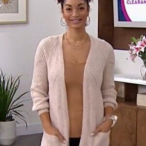 NEW! Democracy Sweater Cozy Knit Cardigan, Oat